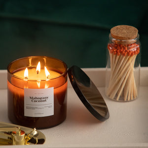 Mahogany Coconut Scented 3-Wick Candle