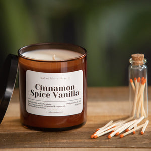 Cinnamon Spiced Vanilla Scented Single-Wick Candle