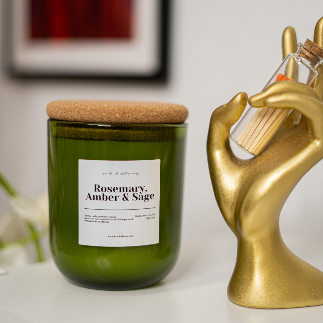 Rosemary, Amber & Sage Scented Single-Wick Candle