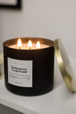 Load image into Gallery viewer, Mahogany Teakwood Scented 3-Wick Candle
